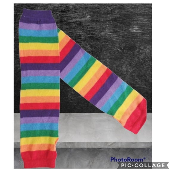 Elbow length fingerless rainbow gloves - Picture 9 of 11